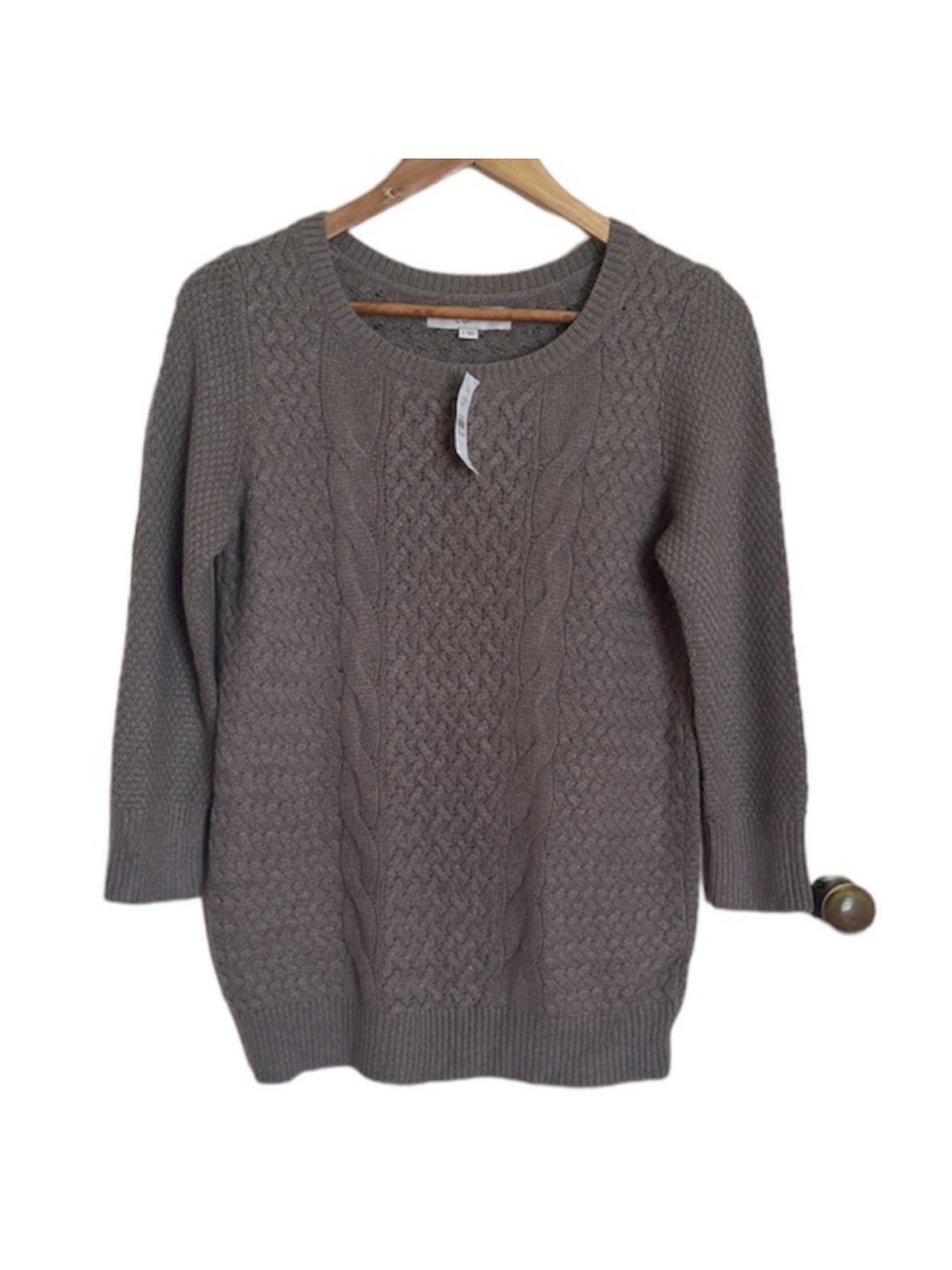 Loft Taupe Cable Knit Women's Sweater. Size Small. NWT